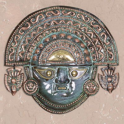 Copper mask, 'Ai Apaec with Ritual Crown' - Copper mask