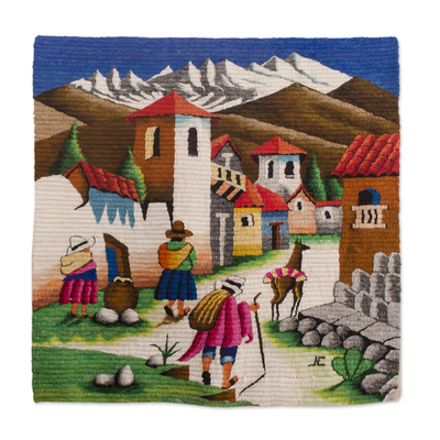 Wool tapestry, 'Highland Streets' - Handcrafted Cultural Wool Tapestry Wall Hanging