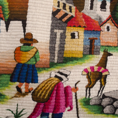 Tapiz de lana - Tapiz de lana cultural hecho a mano para colgar en la pared.