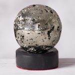 Pyrite sphere, 'Reflections' - Pyrite Sphere Sculpture on Onyx Stand
