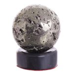 Pyrite sphere, 'Reflections' - Pyrite Sphere Sculpture on Onyx Stand