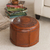 Tooled leather ottoman cover, 'Spanish Elegance' - Colonial Leather Pouf Ottoman Cover thumbail