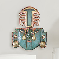 Máscara de cobre, 'Lágrimas de un Dios' - Máscara Arqueológica Peruana de Bronce y Cobre