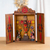 Painted wood retablo, 'Cross of Lamentation' - Hand Made Religious Wood Retablo Diorama Andean Folk Art
