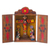 Painted wood retablo, 'Cross of Lamentation' - Hand Made Religious Wood Retablo Diorama Andean Folk Art thumbail