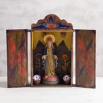 Wood retablo, 'Virgin Mary' - Painted Wood Retablo Andes Folk Art Handmade in Peru