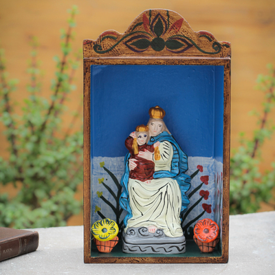 Retablo, 'Our Lady of Fatima' - Handmade Wood Retablo Sculpture
