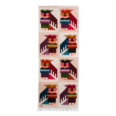 Wool tapestry, 'Owls in the Daytime' (2x5) - Wool tapestry (2x5)