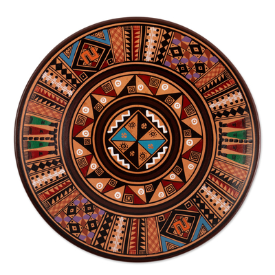 Cuzco-Teller, „Inka-Stern“ – dekorativer Cuzco-Keramikteller