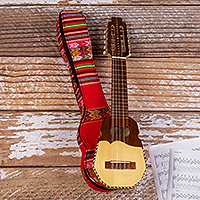 Wood ronroco guitar, 'Inca Sun God' - Genuine Peruvian Ronroco Guitar with Case