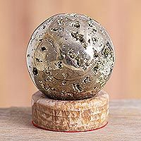 Pyrite sphere, 'Glitter' - Pyrite Gemstone Sculpture from Peru