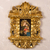 'Madonna with the Child' - Colonial Miniature Madonna Painting in Bronze Leaf Frame