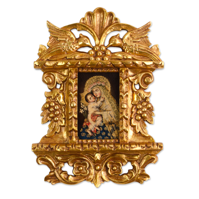 'Saint Rose of Lima' - Religious Colonial Replica Framed Oil Painting