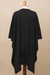 Alpaca blend ruana, 'Versatile Black' - Alpaca Wool Solid Kimono Ruana in Black (image 2f) thumbail