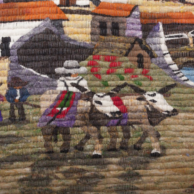 Hand Made Cultural Wool Tapestry Wall Hanging Farm Family in the
