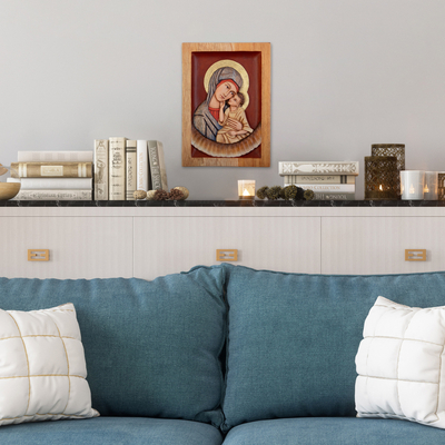Panel en relieve de cedro - Arte de pared de panel de relieve de cedro religioso
