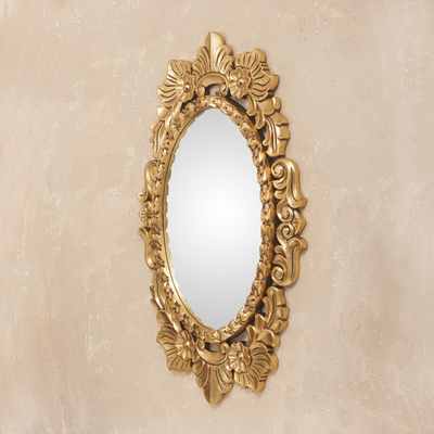Espejo - Espejo de pared ovalado de hoja de bronce adornado 