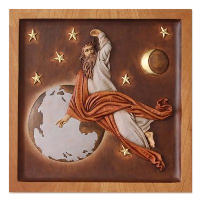 Cedar relief panel, 'Divine Creator' - Cedar relief panel