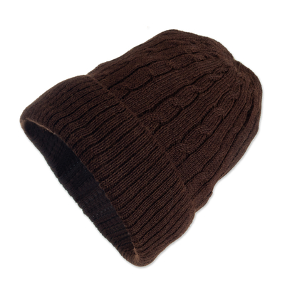 mütze aus 100 % Alpaka - Handgewebte Beanie-Mütze aus 100 % Alpakawolle