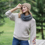 100% alpaca hat, 'Mountain Path' - Unique Womens Alpaca Wool Solid Knit Hat