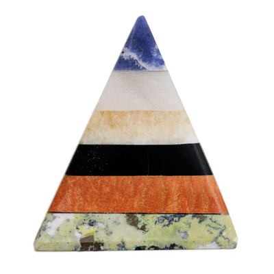 Gemstone pyramid, 'Natural Energy' - Handcrafted Gemstone Pyramid Paperweight Sculpture