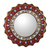 Reverse painted glass wall mirror, 'Ruby Medallion' - Red Reverse-Painted Glass Wall Mirror from Peru (image 2a) thumbail