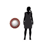 Reverse painted glass wall mirror, 'Ruby Medallion' - Red Reverse-Painted Glass Wall Mirror from Peru