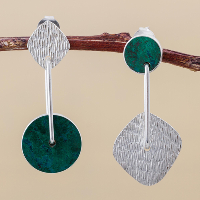 Chrysocolla dangle earrings, Opposites Attract