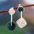 Chrysocolla dangle earrings, 'Opposites Attract' - Unique Modern Sterling Silver Drop Chrysocolla Earrings (image 2) thumbail