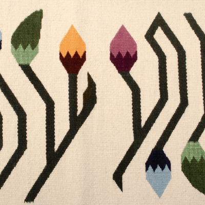Corredor de lana, (2x5,5) - Alfombra de lana floral hecha a mano (2x5.5)