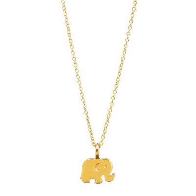 Collar colgante chapado en oro - Collar con colgante de elefante de la buena suerte chapado en oro