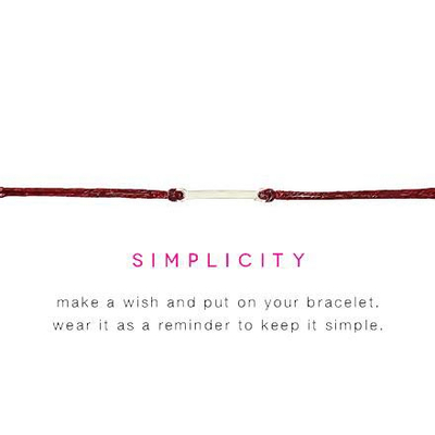 Dogeared Simplicity Small Bar Maroon Linen Bracelet - Dogeared Simplicity Small Bar Maroon Linen Bracelet