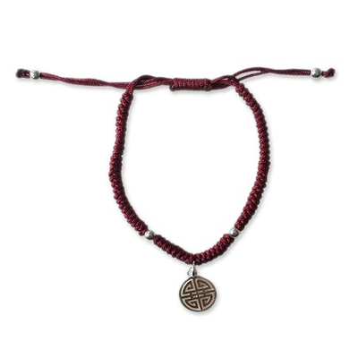 May Yeung Macrame Charm Bracelet in Wine Red - May Yeung Fair Trade Handmade Macrame Bracelet in Wine Red