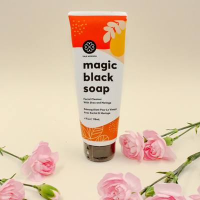True Moringa Magic Black Soap Facial Cleanser - Non-Toxic African Black Soap Cleanser