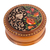 Wood jewelry box, 'Pomegranate Treasure' - Leafy and Pomegranate-Themed Round Walnut Wood Jewelry Box