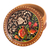 Wood jewelry box, 'Pomegranate Treasure' - Leafy and Pomegranate-Themed Round Walnut Wood Jewelry Box