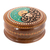 Wood jewelry box, 'Green Paisley Glory' - Handcrafted Paisley Round Walnut Wood Jewelry Box in Green