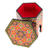 Wood jewelry box, 'Namangan Garden' - Handcrafted Floral Walnut Wood Jewelry Box in Red and Purple