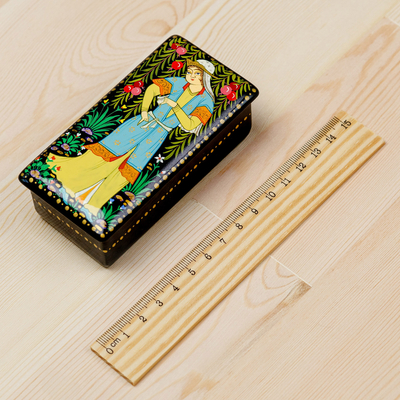 Joyero de madera - Joyero de madera de nogal pintado hecho a mano de Uzbekistán