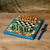 juego de ajedrez de madera - Juego de ajedrez de madera de nogal pintado a mano en verde azulado