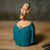 Decorative ceramic bell, 'Man in Teal' - Man-Shaped Decorative Ceramic Bell Made & Painted by Hand
