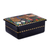 Wood jewelry box, 'Prosperous Harvest' - Handmade Black Walnut Wood Jewelry Box with Farmer in Yellow