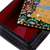 Wood jewellery box, 'Prosperous Harvest' - Handmade Black Walnut Wood jewellery Box with Farmer in Yellow