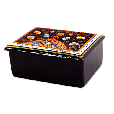 Lacquered and gilded wood jewelry box, 'Garden of Charm' - Hand-Painted Lacquered & Gilded Floral Wood Jewelry Box