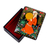 Lacquered wood jewelry box, 'Woman with Doira' - Lacquered Walnut Wood Jewelry Box with Woman in Nature Motif