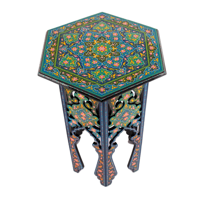 Wood accent table, Royal Uzbekistan in Blue