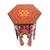 Wood accent table, 'Royal Uzbekistan in Red' - Handcrafted Floral Maple Wood Accent Table in Red and Yellow