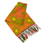 Pañuelo ikat de seda - Bufanda Ikat de seda con flecos hecha a mano en naranja, verde y amarillo