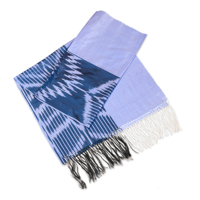 Mantón de seda - Mantón de seda tradicional tejido a mano en una paleta de tonos azules