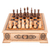 Wood chess set, 'Cappuccino' - Chess Set Hand-Carved in Walnut Wood with Floral Motifs